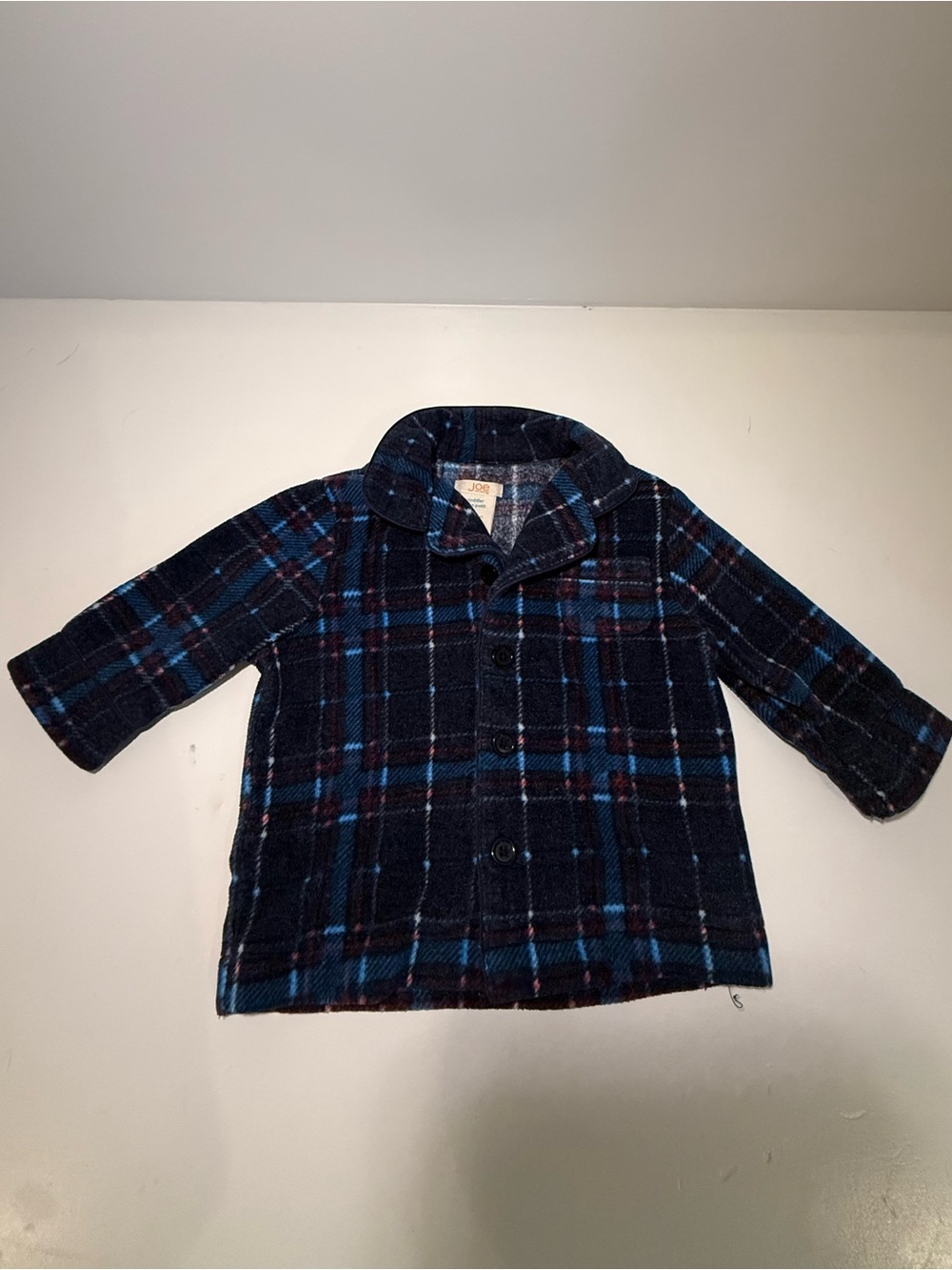Joe Fresh Boys Plaid Fleece Shacket 1Y | Navy Button-Up